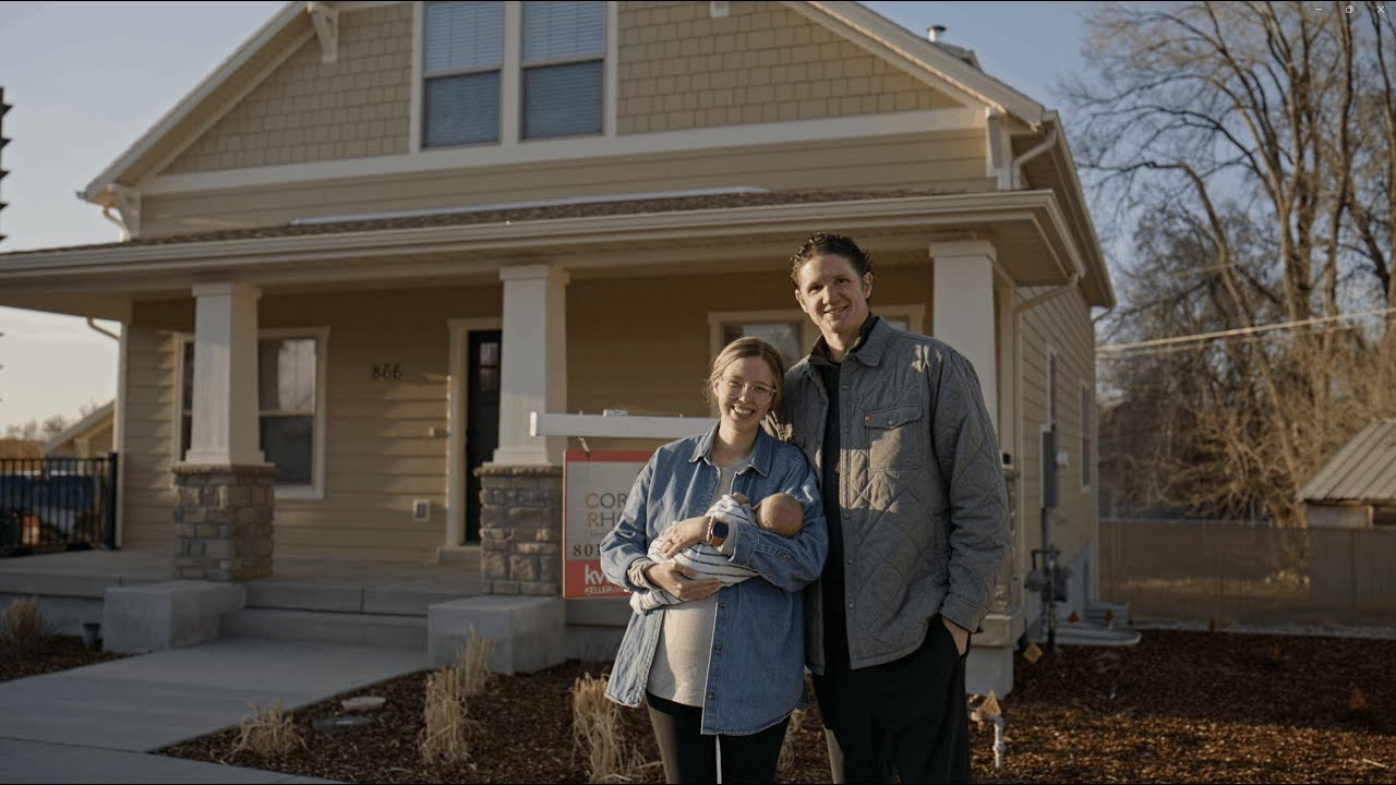 Utah Dream Fund program film still: a family in front of their new home